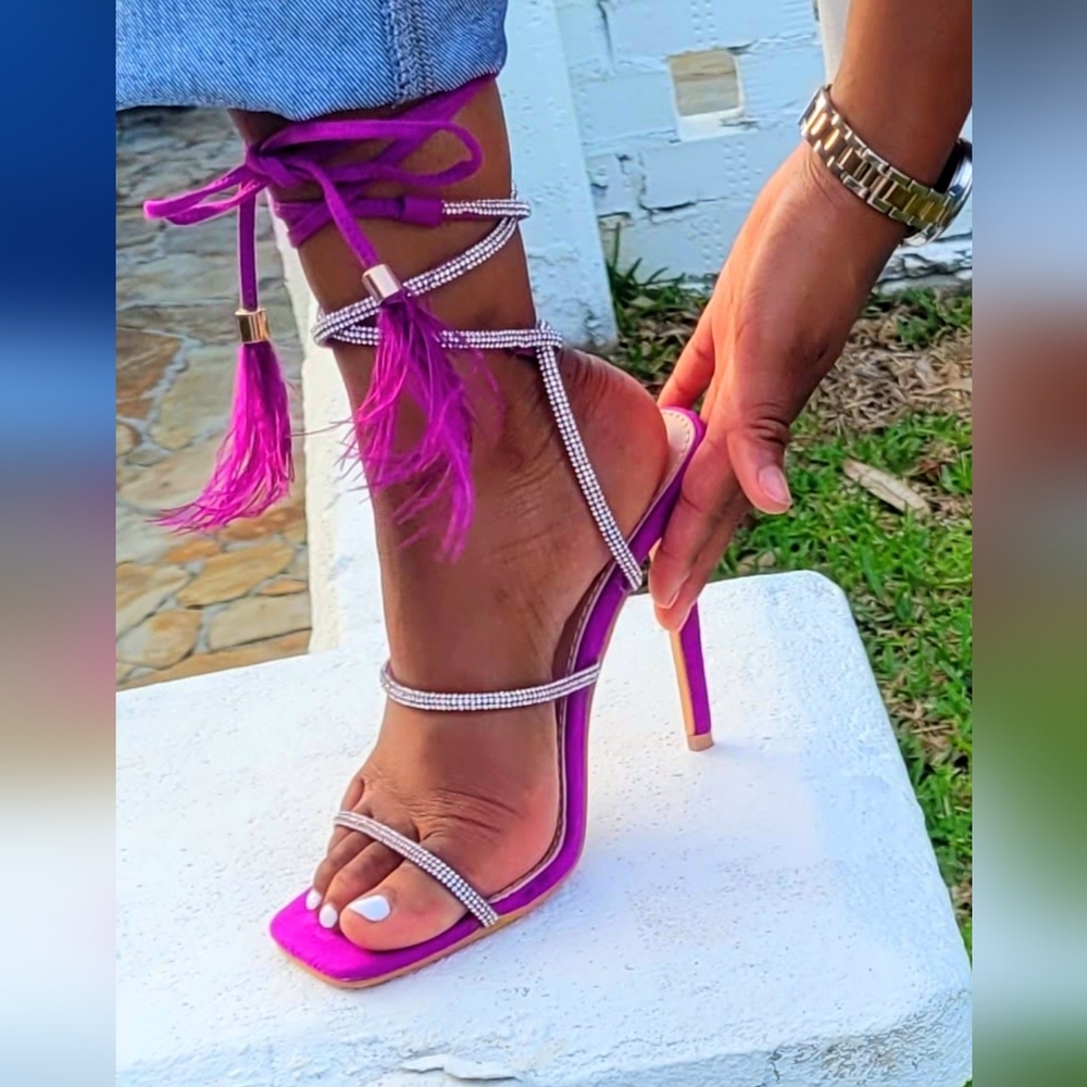 Purple Strappy Heeled Sandals